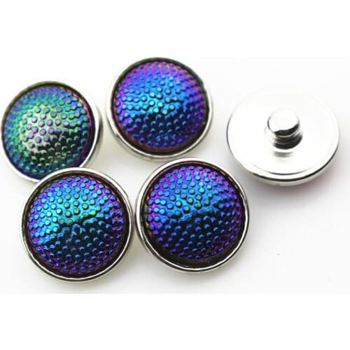 HQ 20pcs/lot Rainbow resin ginger snap button for 18mm snaps bracelet&bangles DIY snap jewelry chrams
