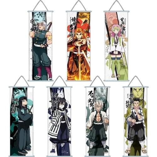 Japanese Anime Demon Slayer Paintings Fabric Cloth Poster Wall Scroll Blade Of Demon Destruction Slayer