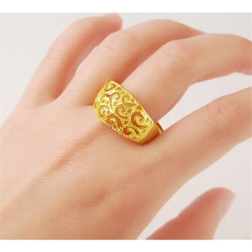 Wholesale 24K Pure Gold Adjustable Rings Fashion Jewelry Mens Womens Party Accessories Exquisite Pattern High Quality Gifts