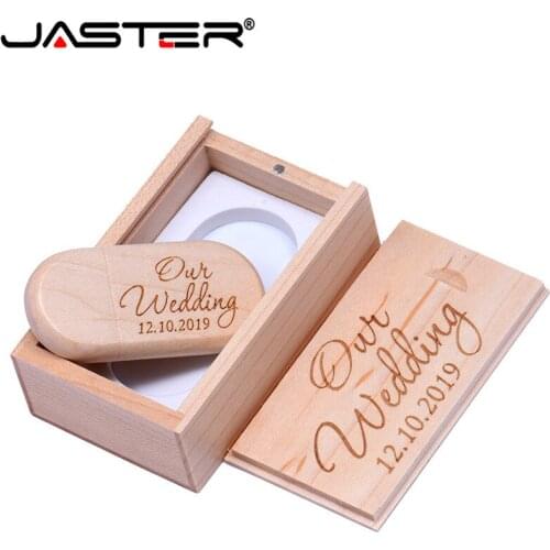 JASTER (1 PCS free LOGO) walnut wooden usb + gift box usb flash drive Memory stick pendriver pendrive 8GB 16GB 32GB 64GB gift