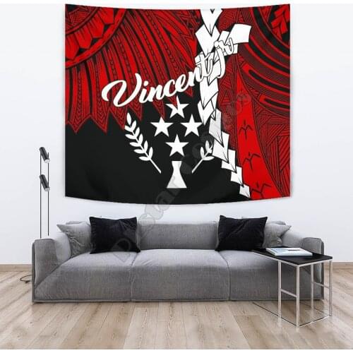 Kosrae Custom Tapestry Tribal Wave Tattoo Flag Color 3D Printed Tapestrying Rectangular Home Decor Wall Hanging