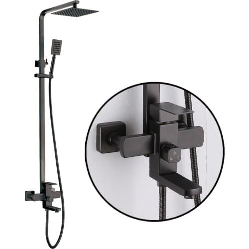 Matte Black Bathroom Shower Faucet Set All Matel Rainfall Shower Mixer Tap Bathtub Shower Mixer Tap 3-way Shower Mixe