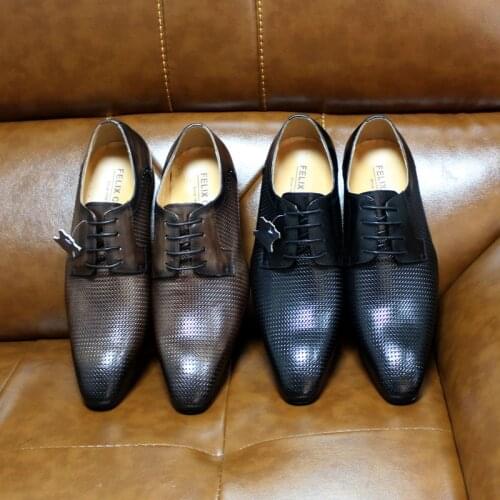 Size 13 Mens Dress Shoes Genuine Leather Business Italian Formal Derby Shoes Lace Up Net Print Suit Shoes For Men Oxford Shoes