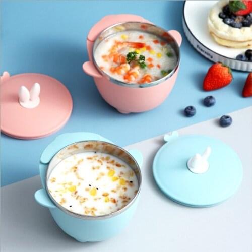 Stainless Steel Childrens Dishes Set Sucker Food Feeding Tableware Plate Suction Baby Eating Bowl Kids Assist Training Bow