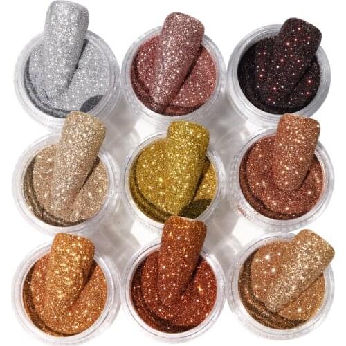 9 Box Glitter Powder Nail Kit Sparkles DIY Design Decorations Manicure Neon Nails Glitter Pigment Powder Nail Art Charm Set