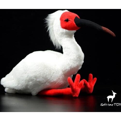 True Wild Animals And Birds Real Life Plush Crested Ibis Dolls Soft Stuffed Toys Present Super Cute
