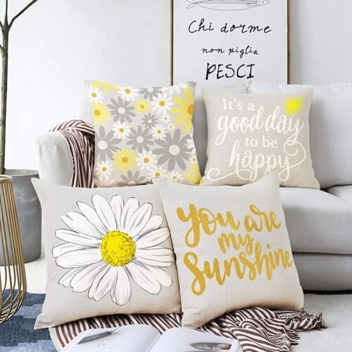 NHBR Throw Pillow Covers Sunflower Room Decor for Living Room Couch Cushion Bed Indoor Outdoor Yellow and Gray Home Decors