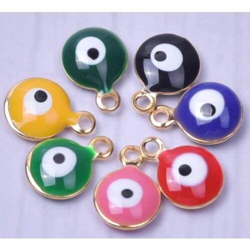 Golden Color Pendant Turkish Evil Eye Charms For Jewelry Making Pendant Enamel Accessories DIY Necklace Earrings Bracelets Gift