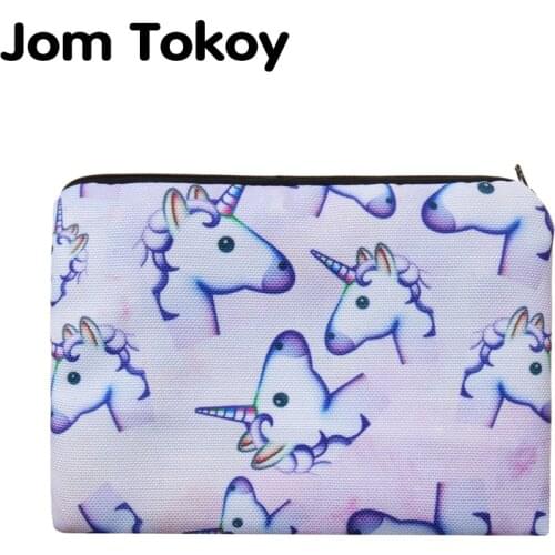Jom Tokoy unicorn Simple Square Cosmetic Bags 3D Printed Polyester Travell Makeup bag