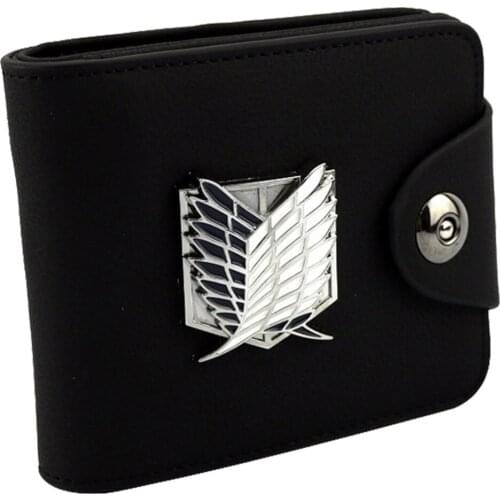 Hot Anime Attack on Titan Alloy Logo Leather Wallet High Quality