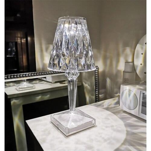 Transparent Diamond Table Light Art Home Decor Bedroom Bedside Lamp Charge Night Lights Creative Birthday Gift Decor Desk Lamp