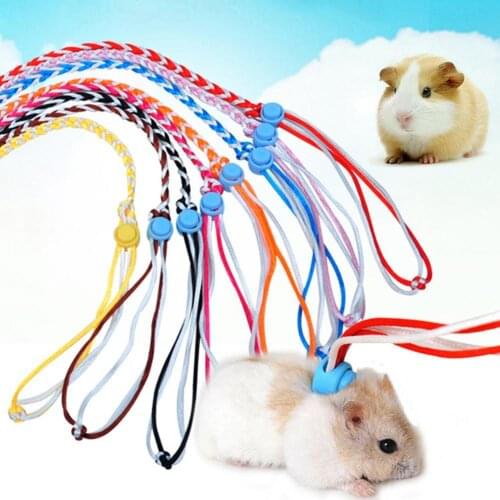 Adjustable 1.4/2m Cute Small Pet Hamster Rabbit Adjustable Traction Rope Walking Collar Leash Towing Rope Colored Accessories