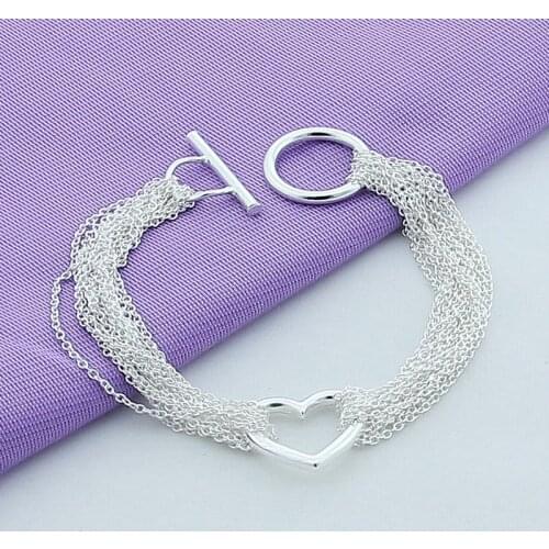 Romantic Tassel Heart Charm Bracelet 925 Sterling Silver Jewelry For Women Love Chain Bracelet New 2019 Trendy