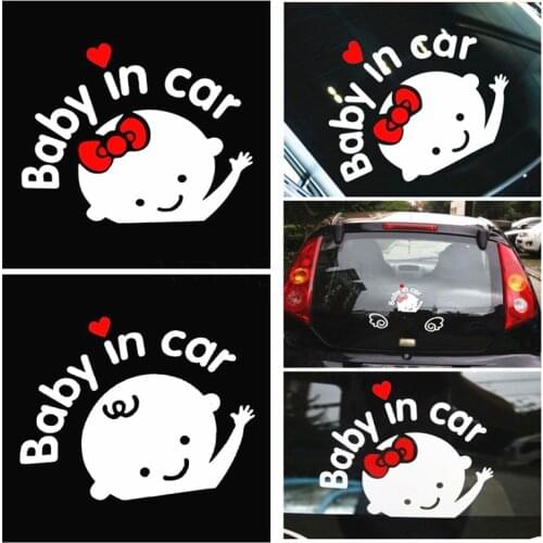 Cartoon Car Sticker boy girl with Bow Baby in Car on Board Cars Board Acessories decoration Dropshipping