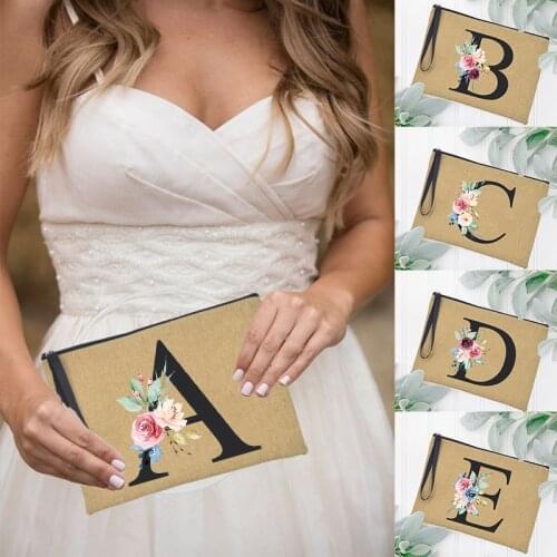 Letter Bridesmaid Makeup Bag Handbag Bridal Party Cosmetic Bag Tote Women Toiletries Organizer Female Make Up Cases Wedding Gift