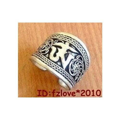 Tibetan Tibet Silver One Word Mantra Thumb Ring Able to adjust the size