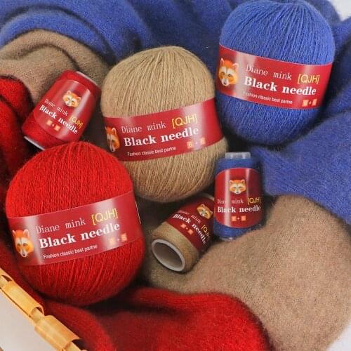 50+20g High Quality Soft Mink Velvet Wool Yarn for Hand Knitting Luxury Long Plush Wool Cashmere Crochet Yarn For Fall Winter