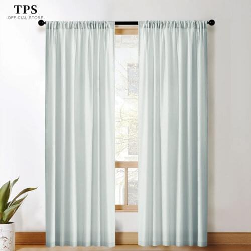 TPS 50% shading Opaque Thick Sheer Curtain for Living Room Bedroom Kitchen Solid Tulle Voile Curtain Finished Window Treatment