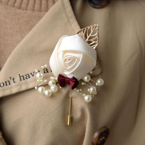 Artificial Flower Leaf Boutonniere Corsage Wedding Ceremony Bride Groom Brooch Pin Cardigan Shirt Ladies Professional Jewelry