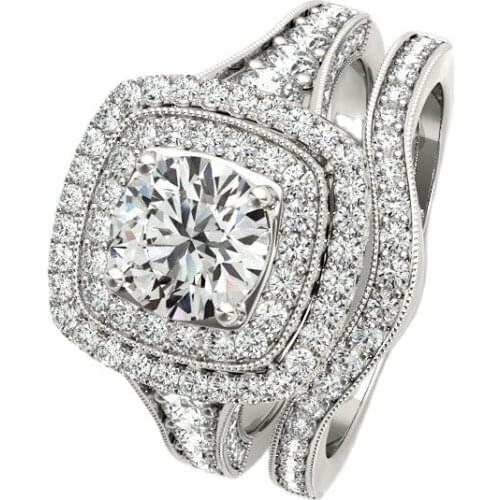 925 Sterling Silver 1 CT Engagement Ring Sets Luxury Finger Ring Fashion Jewelry For Women