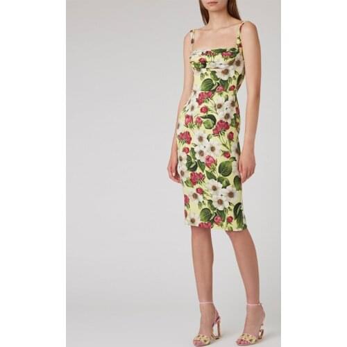 2021 New Arrival Sale Slash Neck Sleeveless None Dress Women Plus Size Summer Dress French Retro Floral Bellflower Strap Woman