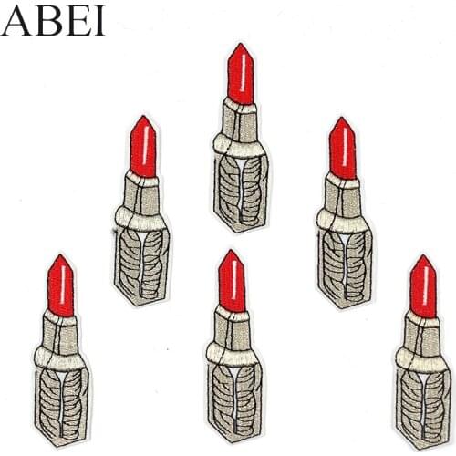 10pcs/lot Diy Clothes Lipstick Patches Iron On Cartoon Jeans Appliques Backpack Apparel Badge Stickers Sewing Clothes Patchwork