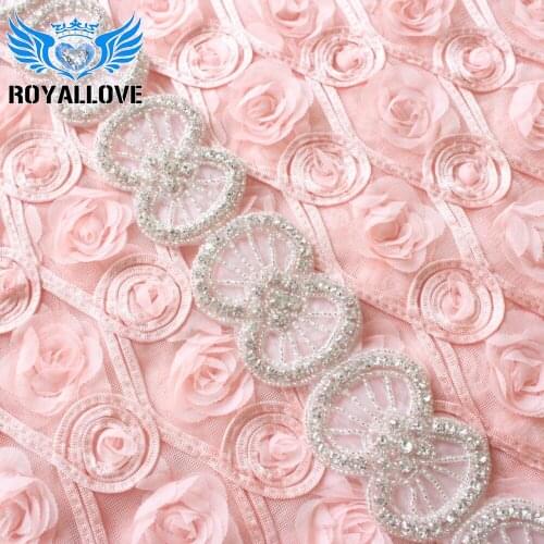 10 yards Wholesale bridal applique rhinestone beaded trim iron on patch for wedding dress sash DIY Trim Strass hair accessories