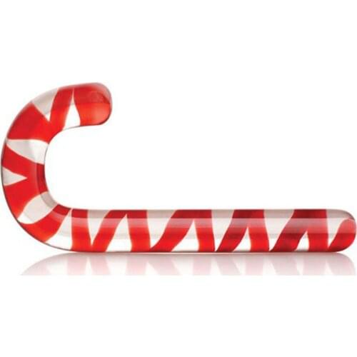 Glass Crystal Dildo Red Candy Cane Pleasure Wand Anal Massager Anal Stimulation Female Masturbation Anal Butt Plug Adult Sex Toy