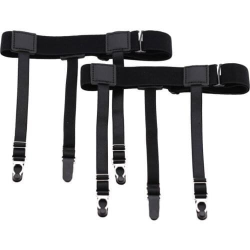 2021 New 1 Pair Men Shirt Stays Belt with Non-slip Locking Clips Keep Shirt Tucked Leg Thigh Suspender Garters Strap Garter Belt