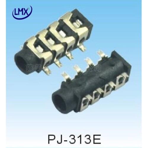 30Pcs/lot PJ313E 3.5mm Female Audio Connector 8 Pin SMT SMD Stereo Headphone Jack PJ-313E