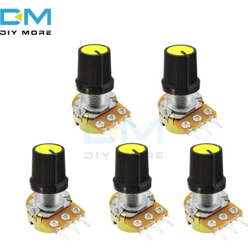 5PCS WH148 Rotary Potentiometer Ohm Linear Taper 3 Pin 3P Potentiometer 3PIN For Arduino With Caps B1K 5K 10K 20K 50K 100K B500K