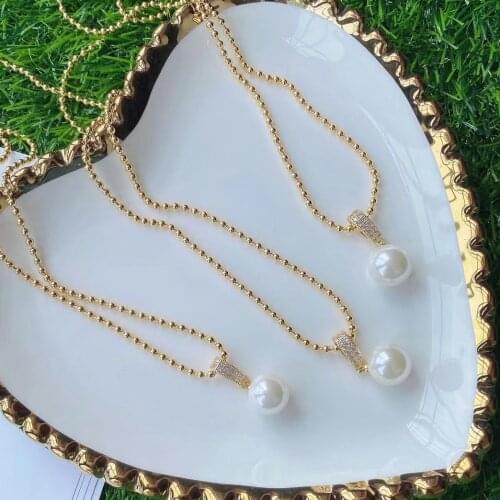 5Pcs Fashion Women Jewelry White Pearl Shell Trendy Party Gift Dainty Jewelry Gold Necklace Pendant