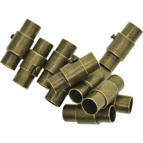 6mm 10 Sets Copper Leather-Kumihimo Glue In Tube Magnetic Clasp DIY Bracelet