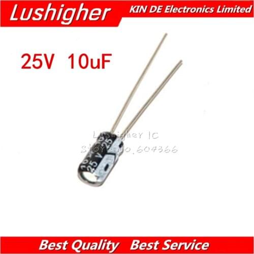 50PCS 25V10UF 4*7mm 10UF 25V 4x7 mm Aluminum Electrolytic Capacitor DIP