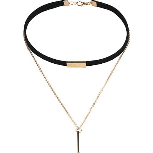 Fashion Jewelry New Chain String Pendant Necklace Elegant Black Velvet Belt Statement Necklace Female Multilayer Necklace