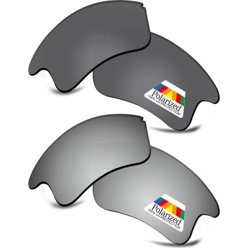 Bwake 2 Pairs Black & Silver Polarized Replacement Lenses for-Oakley Fast Jacket XL OO9156 Sunglasses Frame