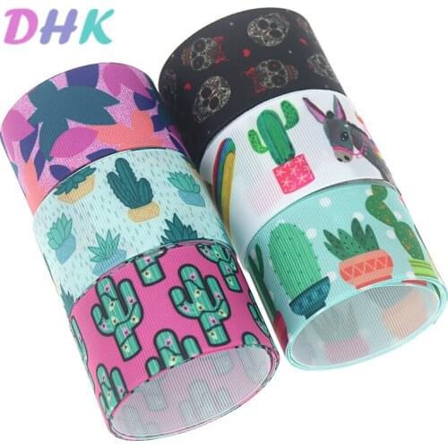 DHK 1.5'' 5yards cactus skull mexico Printed Grosgrain Ribbon Accessory Hairbow Headwear Decoration DIY Wholesale 38mm C1714