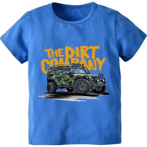 Older kids short-sleeved t-shirt 2020 summer new cotton short-sleeved boys blue truck top T-shirt summer
