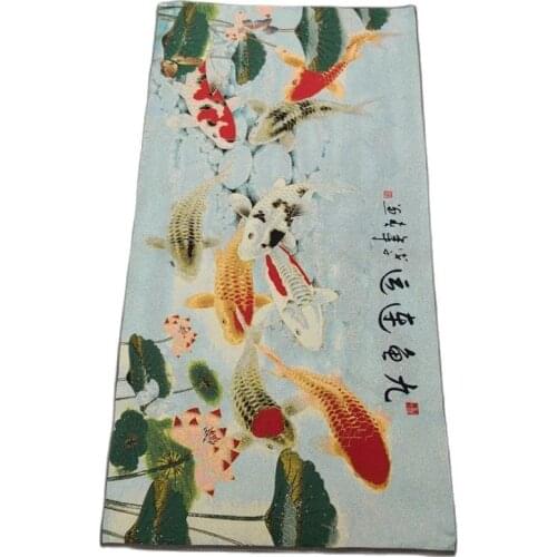 China Old Silk Like Hanging Painting Embroidery Goldfish Painting Long 120cm