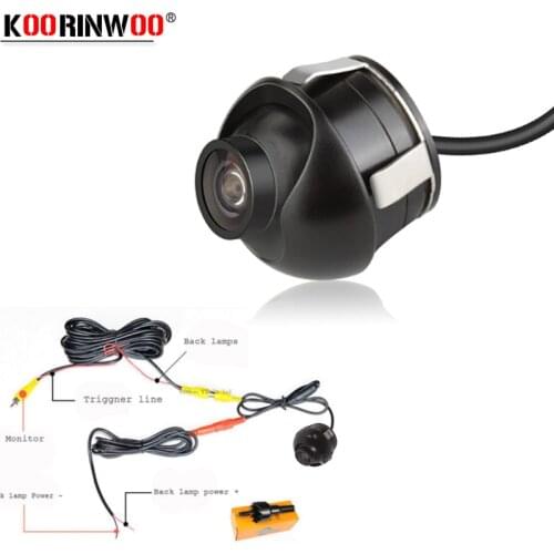 Koorinwoo HD CCD 360 Rearview mirror camera 18.5MM Front Form IP68 Car Rearview Camera dash Reversing RCA Parking system Side