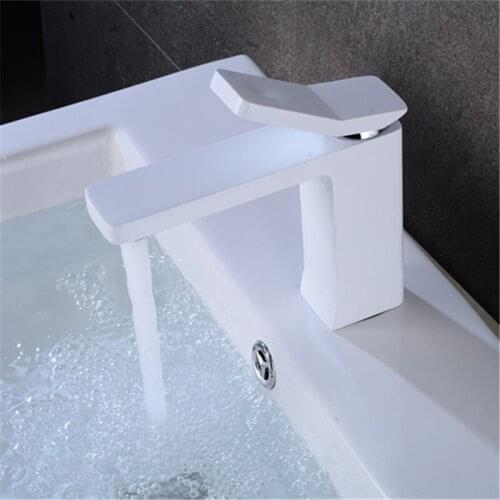 LIUYUE Basin Faucets Black/White Brass Originality Design Bathroom Basin Faucets Deck Mounted Cold Hot Water Mixer Taps Torneira