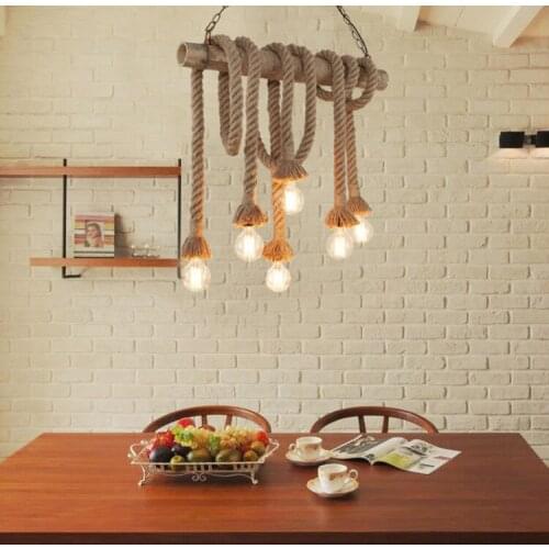 Loft Bamboo Hemp Rope A Chandelier Network Café Bar Originality Bar Counter Toggery Industry Wind Decoration Lamps And Lanterns