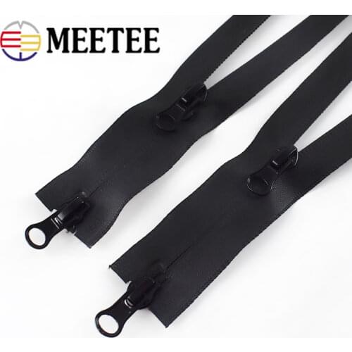 Meetee 2pcs 60-100cm 5# Waterproof Double Open Zipper Open-End Double Slider Nylon Zipper DIY Clothing Jacket Sewing Accessories