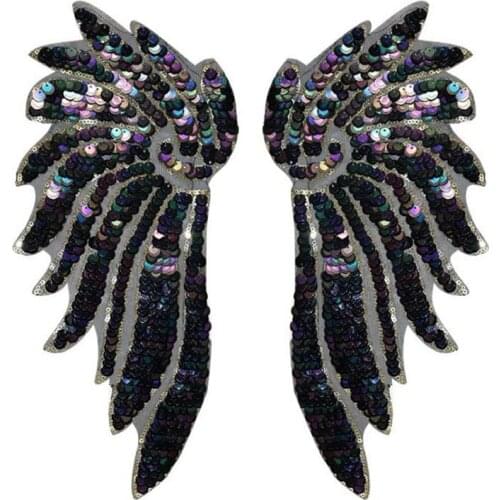 Fashion Tops Shirt Girl Patch Clothes 33cm wing Sequins deal with it Patches for clothing T shirt women Stickers