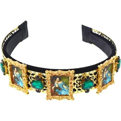 Fashion Design Baroque Vintage Women Girls Acrylic Green Crystal Headband Vintage Various Styles Retro Hair Accessories