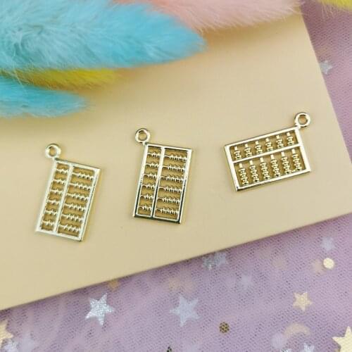 MuhNa 10pcs Abacus Design Metal Charms DIY Chic Pendant Earring Bracelet Finding Fit Jewelry Accessories 14*21mm Golden Base