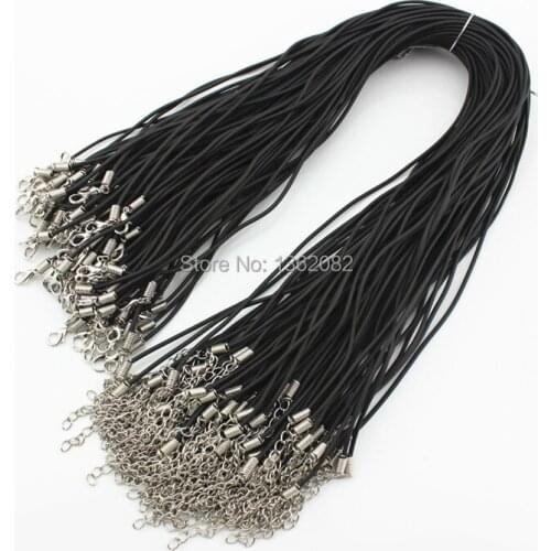 Wholesale lot 100pcs 1.8mm Black Elastic Rubber Cord Chains Necklace Adjustable Jewelry Findings MN342
