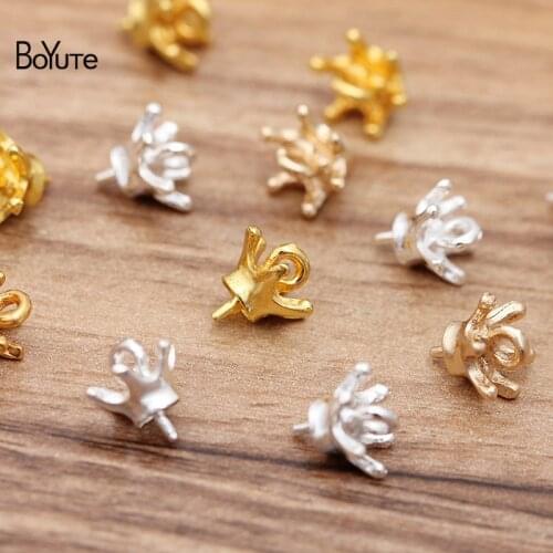 BoYuTe Wholesale (200 Pieces/Lot) 10MM Crown Connectors Fit 8-25MM Pear Bead Caps Diy Hand Made Jewelry Accessories