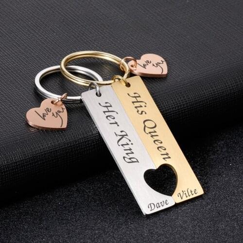 Personalized Wedding Gift Anniversary Couple Paired Keychain Customized Engraving Name Valentines Original Love Man Gift Keyring