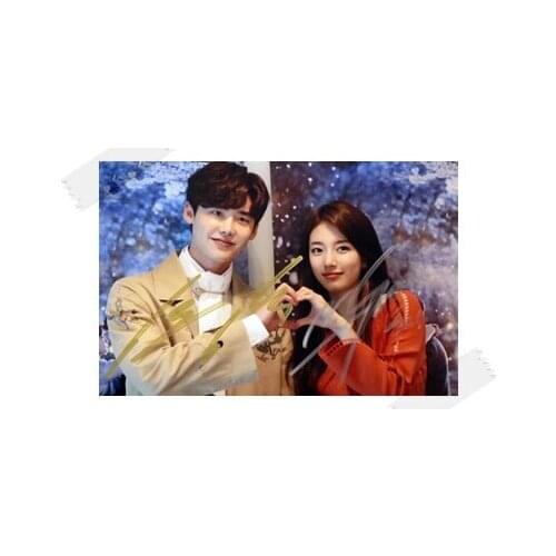 Signed Lee Jong Suk SUZY Bae Sue Ji Autographed photo While You Were Sleeping 4*6 free shipping K-POP 102017